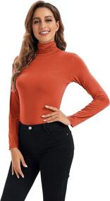 img 1 attached to 👚 HoneyEcho Women's Long Sleeve Turtleneck: Comfortable Stretchy Base Layer for Versatile Style