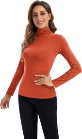 img 3 attached to 👚 HoneyEcho Women's Long Sleeve Turtleneck: Comfortable Stretchy Base Layer for Versatile Style