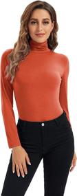 img 4 attached to 👚 HoneyEcho Women's Long Sleeve Turtleneck: Comfortable Stretchy Base Layer for Versatile Style