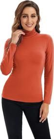 img 2 attached to 👚 HoneyEcho Women's Long Sleeve Turtleneck: Comfortable Stretchy Base Layer for Versatile Style