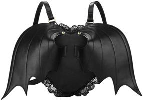 img 4 attached to Women's Punk Backpack: Bat Wing Daypack with Gothic Lace Shoulder Bag, Perfect for a Novelty Twist