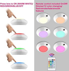 img 2 attached to Wireless LED Ceiling Light - Remote Controlled, 12 Color Changing Mood Light, Dimmable Night Light - Perfect for Hallways, Showers, Closets, Bedrooms, Bathrooms - Battery Operated (2 Pack)