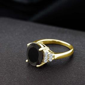 img 1 attached to 💎 Elegant Gem Stone King 18K Yellow Gold Plated Silver Black Onyx and White Topaz Women Ring - Stunning 4.40 Ct Oval 12X10MM, Multiple Sizes Available!