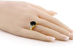 img 2 attached to 💎 Elegant Gem Stone King 18K Yellow Gold Plated Silver Black Onyx and White Topaz Women Ring - Stunning 4.40 Ct Oval 12X10MM, Multiple Sizes Available!