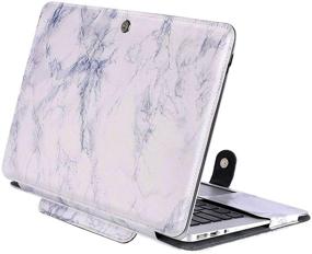 img 3 attached to 📚 MOSISO PU Leather Book Folio Protective Stand Cover Sleeve - Compatible with MacBook Air 13 inch A1466 / A1369 (Older Version Release 2010-2017) - Stylish White Marble Design