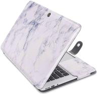 📚 mosiso pu leather book folio protective stand cover sleeve - compatible with macbook air 13 inch a1466 / a1369 (older version release 2010-2017) - stylish white marble design logo