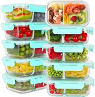 🍱 bayco 10-pack glass meal prep containers with 2 compartments - airtight bpa-free glass food storage containers, leak-proof lids, lunch bento boxes (set of 10 containers + lids) логотип