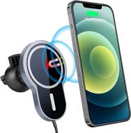 🔌 15w max magnetic wireless car charger for iphone 12 mini/12/12 pro/12 pro max - topume aluminum alloy qi mag-safe cell phone charger for iphone 12 series logo