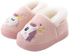 img 4 attached to 👦 Soft and Cozy Toddler Boys Girls Slippers - Fluffy Kids House Slippers with Warm Animal Design - Best Home Slipper for Children