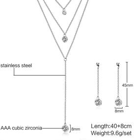 img 3 attached to Украшения Mealguet: великолепный набор из трех слоев многослойного циркониевого шарма - изысканное украшение на шею и подвесные серьги.