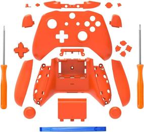 img 4 attached to 🎮 Orange eLUUGIE Replacement Full Shell Set Faceplates ABXY Buttons RB LB Bumpers + Right/Left for Xbox One Slim Controller Bumper/Full Shell (3.5 mm Headphone Jack) S Controller Repair Parts