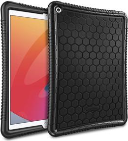 img 4 attached to 📱 Fintie Case for iPad 9th/8th/7th Generation (2021/2020/2019) 10.2 Inch - Honey Comb Series Lightweight Anti-Slip Kids-Friendly Shockproof Soft Silicone Protective Cover in Black