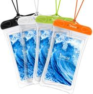 ispecle 4 pack waterproof phone pouch: clear underwater case for mobile phones (galaxy, google pixel, lg, htc) up to 6.5" - black white green orange логотип