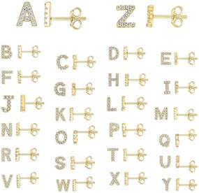 img 3 attached to 👸 PAVOI Sterling Alphabet Earrings: Exquisite Initial Jewelry for Girls