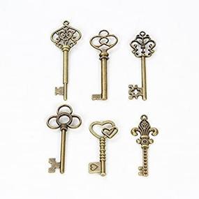 img 2 attached to 🔑 Unlock the Past: Bingcute 30Pcs Bronze Vintage Large Skeleton Keys - Vintage Keys Charms Skeleton Key Set