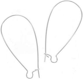 img 1 attached to 📿 Beadaholique JW218/112S Kidney X-Long Earring Hooks: 36mm Silver Wires - Pack of 2