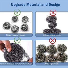 img 2 attached to Premium Stainless Steel Scrubbers by Maznyu - 6 Pack + Bonus Reusable Gloves | Scrubbing Scouring Pad, Steel Wool Scrubber, Ideal for Kitchens, Bathrooms, and More