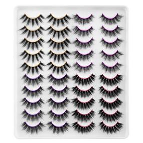 img 4 attached to Newcally Faux Mink Lashes Pack: Оптовая партия 20 пар драматических, длинных, объемных и пушистых накладных ресниц