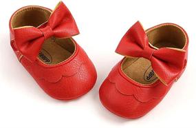 img 2 attached to 👶 Charming RVROVIC Baby Girls Soft Sole Mary Jane Flats - Perfect PU Shoes with Cute Bow for Princess Dresses!