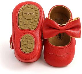 img 4 attached to 👶 Charming RVROVIC Baby Girls Soft Sole Mary Jane Flats - Perfect PU Shoes with Cute Bow for Princess Dresses!