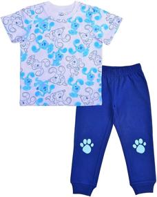 img 4 attached to 🐾Футболка футболка с рукавом "Blue's Clues Paw Print" и брюки джоггер для мальчиков от Nickelodeon