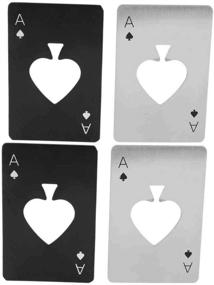 img 1 attached to 🍻 Set of 4 Stainless Steel Wallet Size Poker Card Bottle Openers - 2 Black and 2 Silvery - Ace Card Design - Beer Bottle Opener Playing Cards - Great Gift For Him 🍻