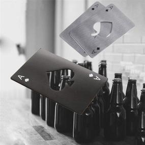 img 3 attached to 🍻 Set of 4 Stainless Steel Wallet Size Poker Card Bottle Openers - 2 Black and 2 Silvery - Ace Card Design - Beer Bottle Opener Playing Cards - Great Gift For Him 🍻