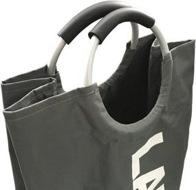 img 2 attached to 👜 Mziart Thickened Laundry Bag Hamper Tote with Alloy Handles, High-quality and Resilient Canvas Clothes Storage Bag Washing Bag, Foldable and Sturdy as Laundry Basket (Dark Grey)