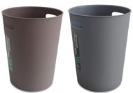 🗑️ eilramir round plastic garbage container bin - small trash can wastebasket, 2 pack (grey+ brown) logo