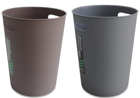 img 1 attached to 🗑️ EILRAMIR Round Plastic Garbage Container Bin - Small Trash Can Wastebasket, 2 Pack (Grey+ Brown)