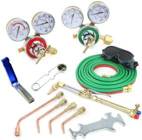 img 3 attached to 🔥 Professional Oxy Acetylene Gas Welding & Cutting Torch Kit for Brazing - Stark, Victor Type - Complete Set with Carrying Case and Oxygen