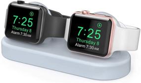 img 4 attached to Delidigi Dual Charging Stand Dock Silicone Double Charger Stand Holder Compatible With Apple Watch Series SE/6/5/4/3/2/1(44/42/40/38Mm)