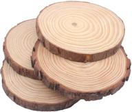 innaper unfinished natural wood slices circles with tree bark log discs - diy craft 5pcs 6.3-7 inches woodburning christmas rustic wedding ornaments (set of 5, 6.3-7inch) logo