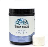 terra origin vanilla whey protein powder - 100% grass-fed, isolate and concentrate blend - repair and build muscle - 24g protein - 15 servings logo