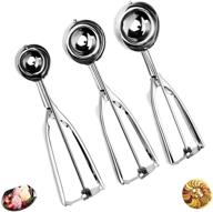 🍪 jsdoin cookie scoop set: 3-piece ice cream scoop collection - premium stainless steel triggers with large, medium, and small sizes - including melon scoop logo