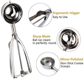 img 2 attached to 🍪 JSDOIN Cookie Scoop Set: 3-Piece Ice Cream Scoop Collection - Premium Stainless Steel Triggers with Large, Medium, and Small Sizes - Including Melon Scoop