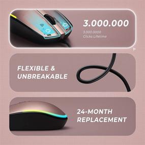 img 1 attached to 💻 Усовершенствованная проводная мышь seenda USB: Стильная RGB-подсветка оптической LED-мыши для ноутбуков, ноутбуков и Chromebook (Черный/Розовое золото)