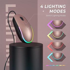 img 3 attached to 💻 Усовершенствованная проводная мышь seenda USB: Стильная RGB-подсветка оптической LED-мыши для ноутбуков, ноутбуков и Chromebook (Черный/Розовое золото)
