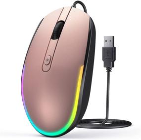 img 4 attached to 💻 Усовершенствованная проводная мышь seenda USB: Стильная RGB-подсветка оптической LED-мыши для ноутбуков, ноутбуков и Chromebook (Черный/Розовое золото)