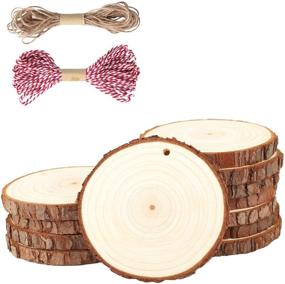 img 4 attached to 🌲 FEZZIA 20 Pcs Natural Wood Slices 3.5-4.0 inches: Pre-drilled Unfinished Round Wood Slices for Painting DIY Crafts, Wedding & Christmas Ornaments, Wood Crafts Gifts & Decorations, Labels