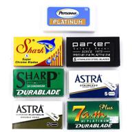 🪒 double edge safety razor blade variety sampler pack - 105 blades by leading brands including parker, personna, astra, shark, sharp, voskhod, and 7am - compatible with all standard double edge safety razors logo