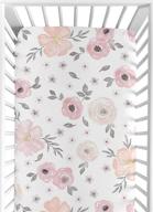🌸 sweet jojo designs watercolor floral collection: blush pink, grey, and white baby or toddler fitted crib sheet logo