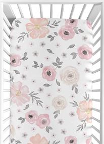 img 4 attached to 🌸 Sweet Jojo Designs Watercolor Floral Collection: Blush Pink, Grey, and White Baby or Toddler Fitted Crib Sheet