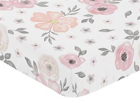 img 2 attached to 🌸 Sweet Jojo Designs Watercolor Floral Collection: Blush Pink, Grey, and White Baby or Toddler Fitted Crib Sheet