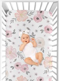 img 1 attached to 🌸 Sweet Jojo Designs Watercolor Floral Collection: Blush Pink, Grey, and White Baby or Toddler Fitted Crib Sheet