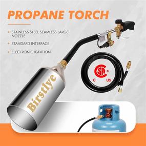 img 1 attached to 🔥 High Output 500,000 BTU Propane Torch Weed Burner with Push Button Igniter, 9.8 ft Hose (CSA Certified) - Ideal Flamethrower for Efficient Weed Burning in Silver
