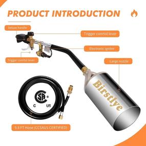 img 2 attached to 🔥 High Output 500,000 BTU Propane Torch Weed Burner with Push Button Igniter, 9.8 ft Hose (CSA Certified) - Ideal Flamethrower for Efficient Weed Burning in Silver