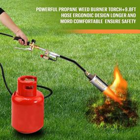 img 3 attached to 🔥 High Output 500,000 BTU Propane Torch Weed Burner with Push Button Igniter, 9.8 ft Hose (CSA Certified) - Ideal Flamethrower for Efficient Weed Burning in Silver