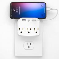 💡 разветвитель розетки с usb настенным зарядным устройством и usb c зарядным устройством, 3 розетки с защитой от скачков напряжения, 2 зарядных устройства для телефона с usb, 1 type-c - идеально подходит для дома, офиса и путешествий логотип