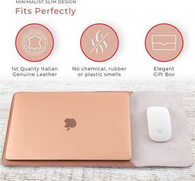 img 3 attached to 👝 MacBook Air 13-Inch Sleeve - Premium Italian Leather Laptop Sleeve, Slim Suede-Padded MacBook Pro 13-Inch Sleeve, Universal Laptop Cover with Ultimate Protection, 2-Magnet Closure - Nude